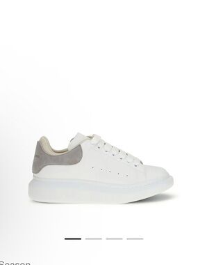 Alexander McQueen White Leather Sneakers with Taupe Heel Accent